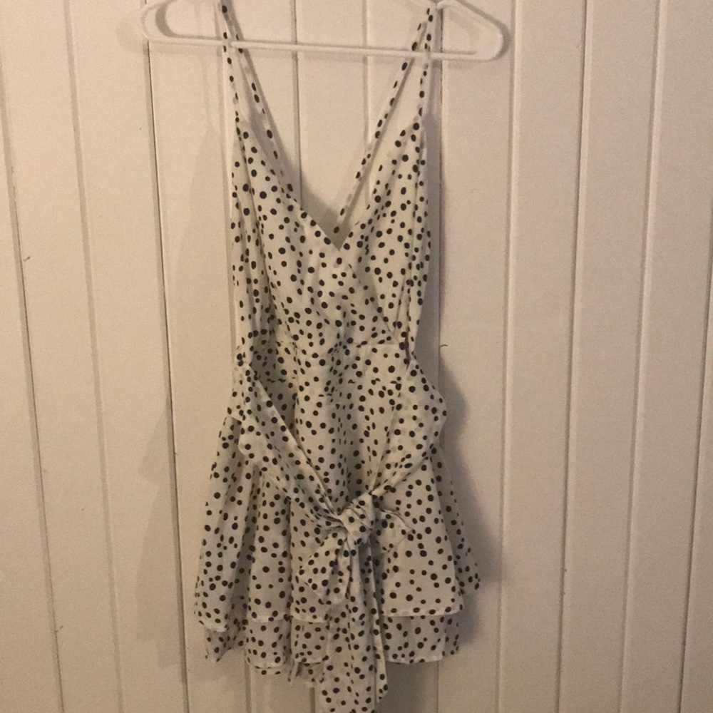 Black and white polkadot romper